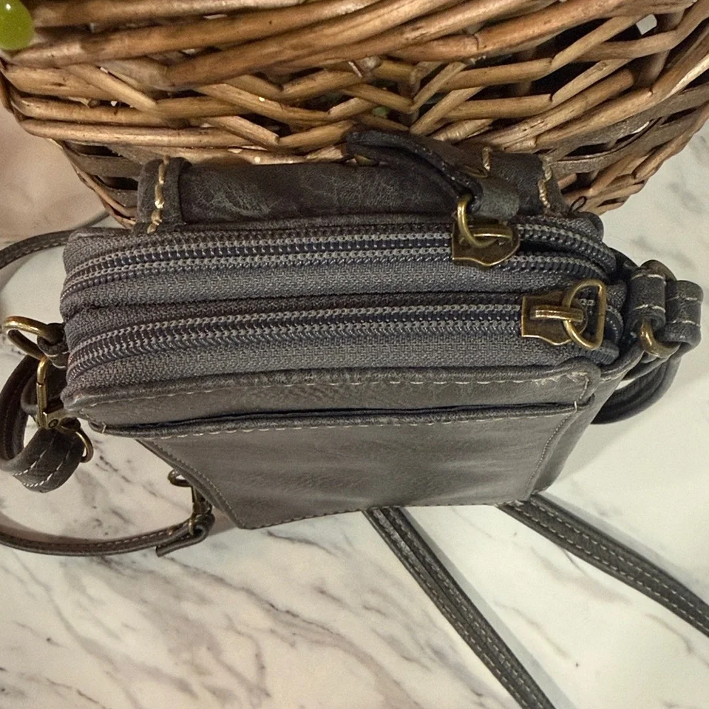 BOC Gray Embossed Leather Crossbody with Buckle Accent - Picture 5 of 7